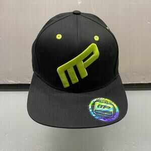 MusclePharm MP 70Seven Snapback Hat Black 3D Neon Green Flat Bill Adjustable NWT